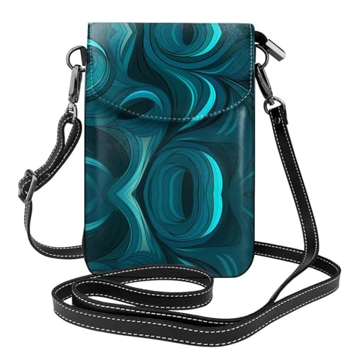 YYHWHJDE teal blue Picture Damen Handy mit Leder Vorhaut Crossbody Flip Cover Kleiner Verstellbarer Schultergurt von YYHWHJDE