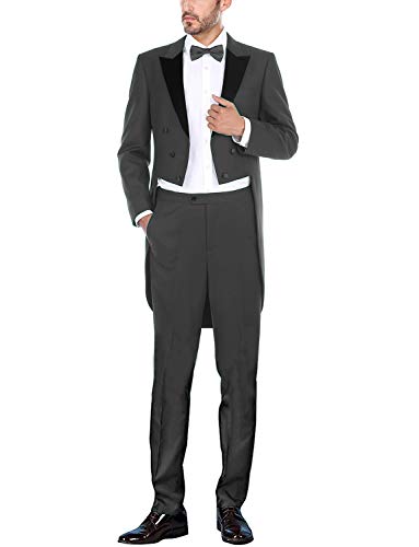 YYI Herren 2-teiliger zweireihiger Anzug Frack Hochzeit Smoking Jacke Hose von YYI