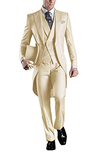 YYI Herren 3 Stück Frack Anzug Set Business Tuxedo für Männer Jacke, Weste, Anzughose von YYI