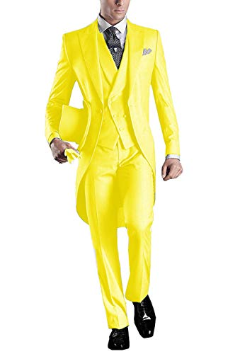 YYI Herren 3 Stück Frack Anzug Set Business Tuxedo für Männer Jacke, Weste, Anzughose von YYI