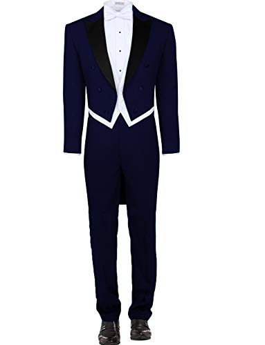 YYI Herren 3 Stück schwarz Tuxedo Tails Frack Weste & Formale Hosen von YYI