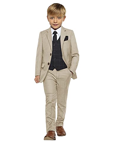 YYI Jungen 3 Stück Anzug Zwei Tasten Hochzeit Formale Jacke Hose Karierte Weste YYI Jungen 3 Stück Anzug Zwei Tasten Hochzeit Formale Jacke Hose Karierte Weste von YYI