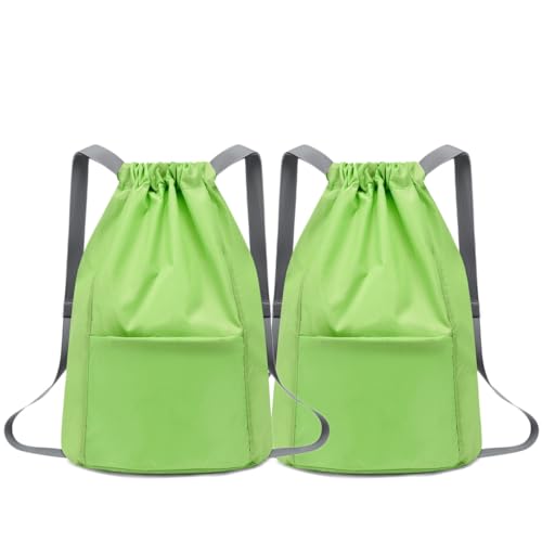 YYKSYDPT 2 Stück Turnbeutel, Turnbeutel mit Kordelzug, Unisex wasserdichter und verschleißfester Oxford-Rucksack, geeignet für Reisen, Arbeit, Training, Schwimmen (Grün) von YYKSYDPT