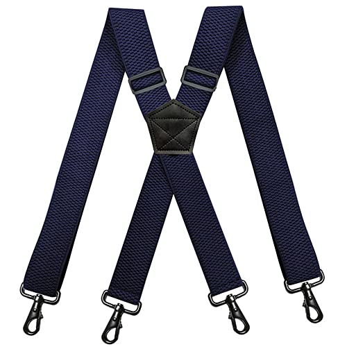 YYKSYDPT Hosenträger für Herren Hose mit sehr starken 4 Karabiner-Clips 38 mm breit Duty X Style verstellbare Hosenträger (Blau) von YYKSYDPT