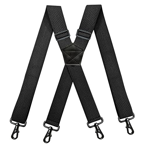 YYKSYDPT Hosenträger für Herren Hose mit sehr starken 4 Karabiner-Clips 38 mm breit Duty X Style verstellbare Hosenträger (Schwarz) von YYKSYDPT