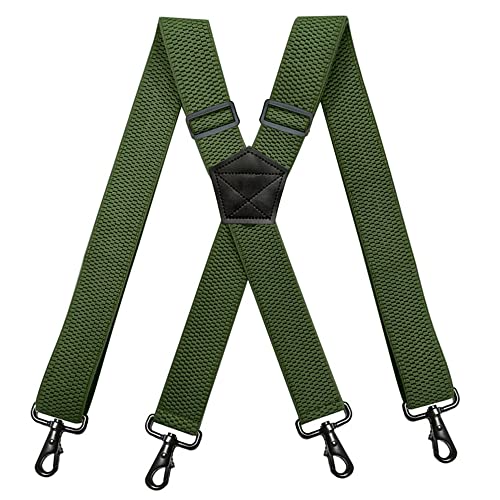 YYKSYDPT Hosenträger für Herren Hose mit sehr starken 4 Karabiner-Clips 38 mm breit Duty X Style verstellbare Hosenträger (Military green) von YYKSYDPT