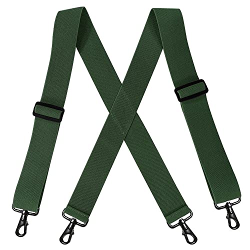 YYKSYDPT Hosenträger für Männer und Damen mit sehr starken 4 Karabinerclips, 50 mm breite, robuste Hosenträger im X-Stil (Armeegrün) von YYKSYDPT