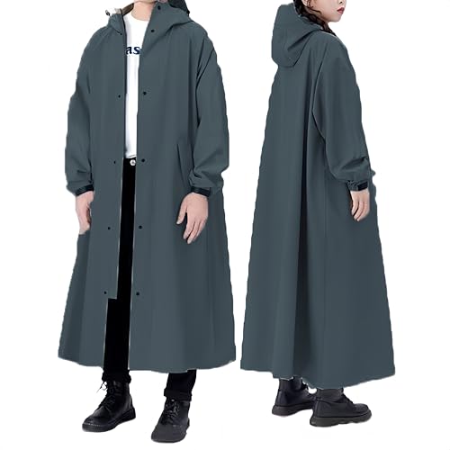 YYKSYDPT Wasserdicht Lange Regenjacke,Atmungsaktiv Regenmantel mit Ärmeln und Reflektierend Kapuze,Fahrradregenmantel Damen und Herren-Wandern von YYKSYDPT
