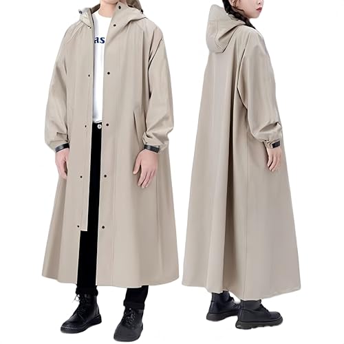 YYKSYDPT Wasserdicht Lange Regenjacke,Atmungsaktiv Regenmantel mit Ärmeln und Reflektierend Kapuze,Fahrradregenmantel Damen und Herren-Wandern von YYKSYDPT