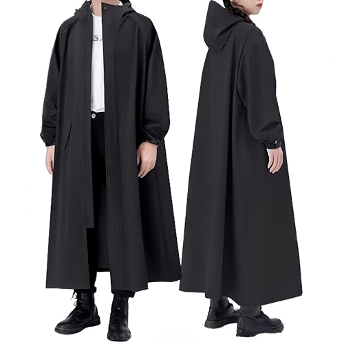 YYKSYDPT Wasserdicht Lange Regenjacke,Atmungsaktiv Regenmantel mit Ärmeln und Reflektierend Kapuze,Fahrradregenmantel Damen und Herren-Wandern von YYKSYDPT