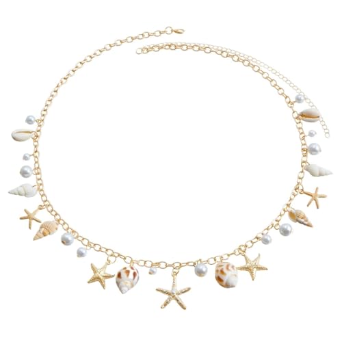 Bauchkette Gold 1PC Shell Imitation Perle Sea Star Conch Anhänger Bauchkette for Frauen Körper Schmuck Zubehör(1) von YYLUOYANG