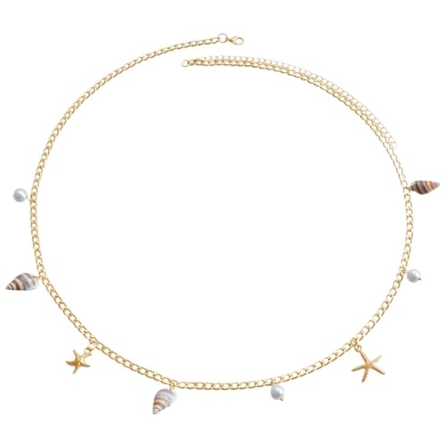 Bauchkette Gold 1PC Shell Imitation Perle Sea Star Conch Anhänger Bauchkette for Frauen Körper Schmuck Zubehör(2) von YYLUOYANG