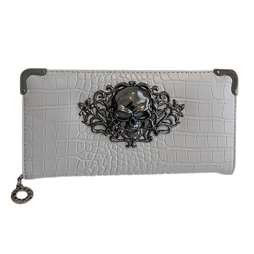 YYMSEN Totenkopf-Geldbörse für Damen, Reißverschluss, Clutch, lange Totenkopf-Geldbörsen, Ledergeldbörsen, Reißverschluss-Tasche, GRAU, Geldbörse mit Reißverschluss YYMSEN Totenkopf-Geldbörse für Damen, Reißverschluss, Clutch, lange Totenkopf-Geldbörsen, Ledergeldbörsen, Reißverschluss-Tasche, GRAU, Geldbörse mit Reißverschluss von YYMSEN