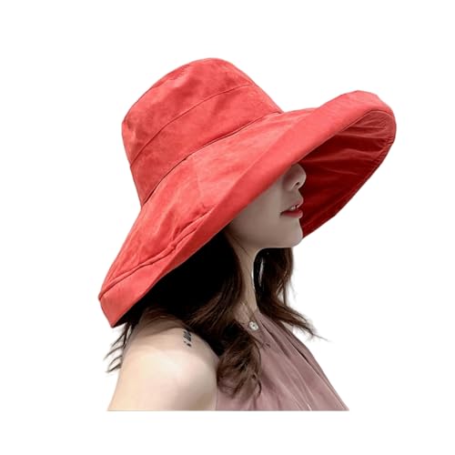 YYNLIN Fischerhut Eimer Hut Frauen Vier Jahreszeiten Fischer Hut Big Brim Hut Doppelseitige Fischer Hut Sonnenblende Cap-Rot-Einheitsgröße von YYNLIN