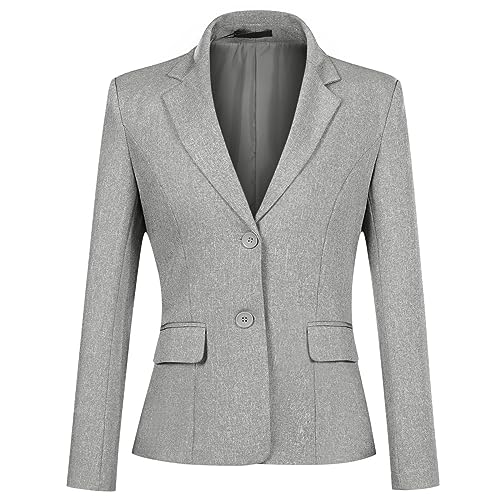 YYNUDA Blazer Damen Sommer Anzugjacke Business Slim Fit Top Elegant Damenjacke für Business Office Grau XL von YYNUDA