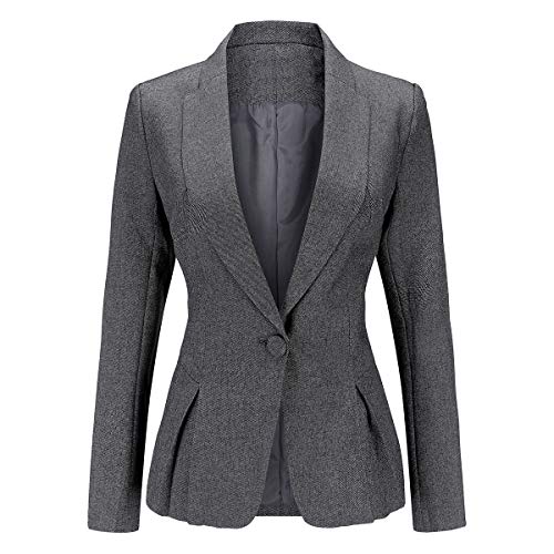 YYNUDA Damen Elegant Blazer Langarm Fashion Anzugjacke Slim Fit Business Top Jacke Grau XXL von YYNUDA