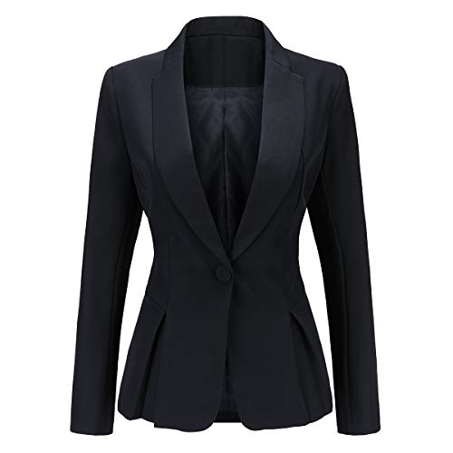 YYNUDA Damen Elegant Blazer Langarm Fashion Anzugjacke Slim Fit Business Top Jacke Schwarz XL von YYNUDA