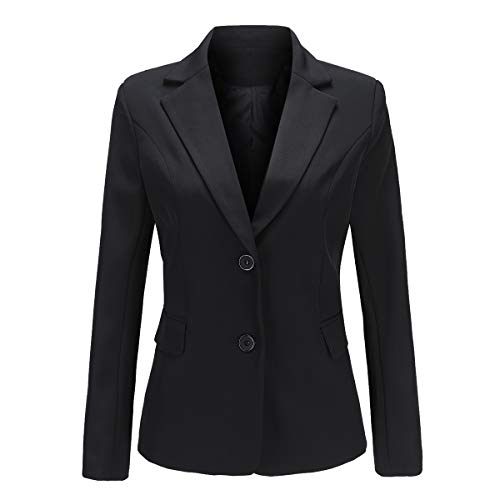 YYNUDA Kurzblazer Damen Slim Fit Blazer Sommer Anzugjacke Elegant Büro Jacke Top für Business Freizeit Schwarz L von YYNUDA