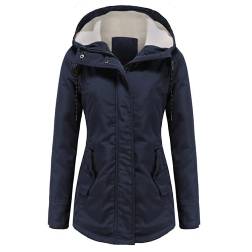 YYNUDA Damen Winterparka Dicker Warm Lang Wintermantel mit Fellkapuze Winter Jacke Outdoor Jacke für Winter Blau 3XL von YYNUDA