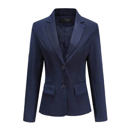 YYNUDA Kurzblazer Damen Slim Fit Blazer Sommer Anzugjacke Elegant Büro Jacke Top für Business Freizeit Blau S von YYNUDA