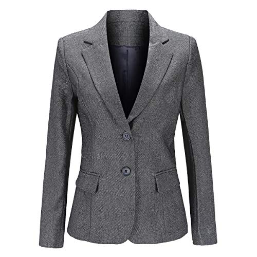 YYNUDA Kurzblazer Damen Slim Fit Blazer Sommer Anzugjacke Elegant Büro Jacke Top für Business Freizeit Grau M von YYNUDA