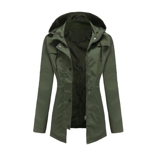 YYNUDA Regenjacke Damen Wasserdicht Windbreaker Leicht Lange Windjacke Übergangsmantel mit Atmungsaktiv mit Kapuze Grün XL von YYNUDA