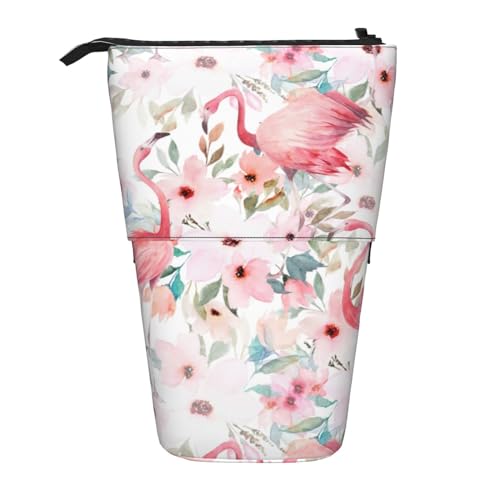 YYOOYYZ Erweiterbare Aufbewahrungstasche mit Blumenmuster und Flamingo-Druck, Schreibwaren, Mehrzweck-Organizer, Büroutensilien von YYOOYYZ