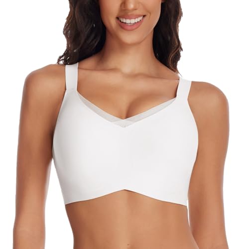 YYPBI Damen BH Ohne Bügel Nahtloser Bügelloser BH Bequemer Push Up Bralette Soft BH Mesh V-Ausschnitt Bustier Seamless Tshirt BHS Weiß XXL YYPBI Damen BH Ohne Bügel Nahtloser Bügelloser BH Bequemer Push Up Bralette Soft BH Mesh V-Ausschnitt Bustier Seamless Tshirt BHS Weiß XXL von YYPBI