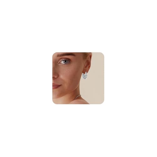 YYPERLE Creolen Ohrringe Klobig Kleine Gold Creolen Breit Kreolen Huggie Creolen Chunky Creolen Ohrringe für Frauen und Mädchen (Silber) von YYPERLE