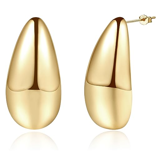 YYPERLE Frauen Chunky Gold Tropfen Ohrringe, 18K Gold überzogen Hypoallergene Tropfen Ohrringe Mode Schmuck für Frauen und Mädchen (Gold) von YYPERLE