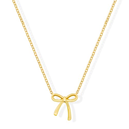 YYPERLE Gold-Halskette für Frauen - Bogen-Halskette, 14K Gold plattiert zierlichen Bogen Anhänger Choker Halskette, Mode Bogen Schmuck Geschenke für Frauen (Gold-Schleife-02) von YYPERLE