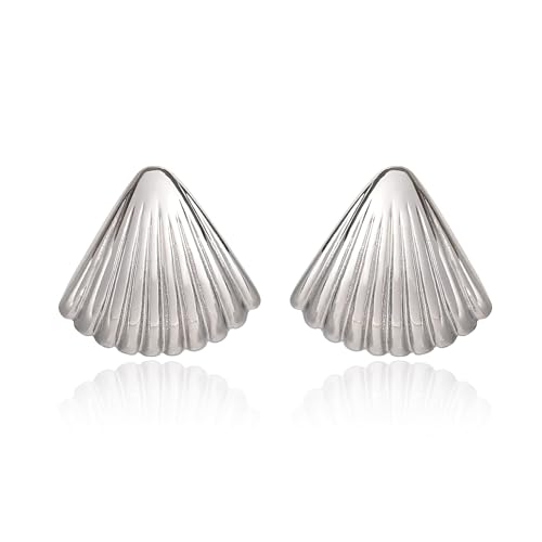 YYPERLE Goldene Muschel Ohrringe Frauen Muschel Ohrringe Strand Ohrringe für Frauen Sea Life Schmuck Mädchen Strand Ohrringe Geschenke für Mädchen (Silber) von YYPERLE