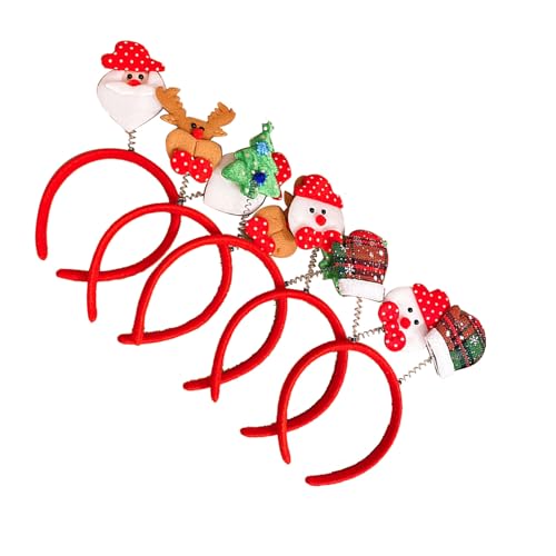 Weihnachts-Stirnbänder aus Holz, Zartes Elastisches Band, Weihnachts-Haarreifen, 5 Stück, für Make-up-Partys für Hochzeiten (Weihnachtsmann) von YYQTGG