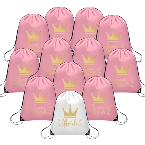 12 Stück Team Bride JGA Beutel Junggesellenabschied Frauen Turnbeutel Damen JGA mit Kordelzug Geschenke für Bride To Be Deko JGA Accessoires für Frauen von YYSWSAKY