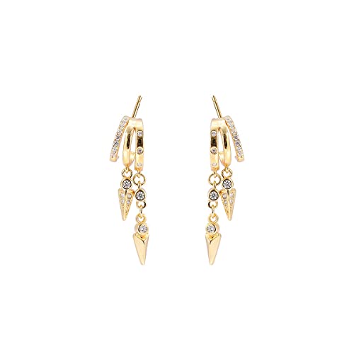 YYSuniee 925 Sterling Silber Mehrschichtige baumelnde Design Ohrringe mit stilvollen winzigen weißen Zirkonia Ohrstecker Schmuck für Frauen Geschenk Sterling Silber Cubic Zirkonia von YYSuniee