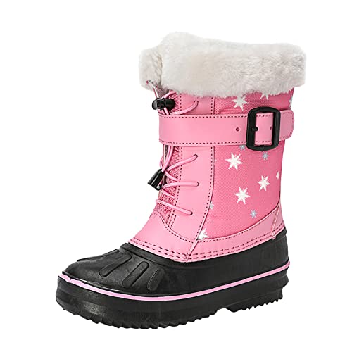 YYTA Kinderstiefel Warm Winterstiefel Mädchen Jungen Plateaustiefel Plus Samtschneestiefel Baumwollschuhe Outdoor Schlupfstiefel Rutschfest Winterschuhe Warm Gefütterte Schneestiefel von YYTA