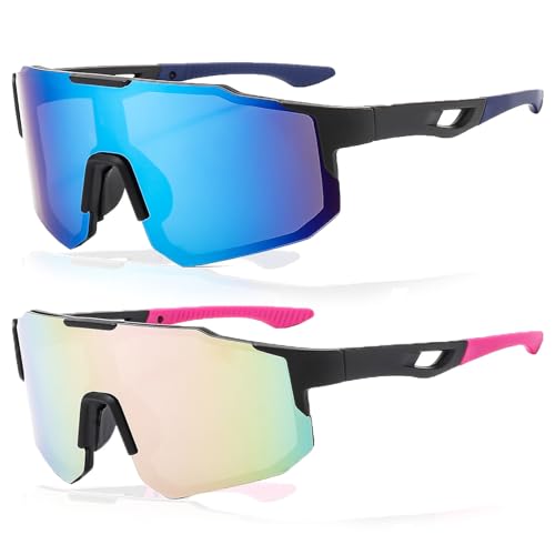 YYUEZHI 2 Stück Schnelle Brille, Sport Sonnenbrille Herren, Polarisierte Fahrradbrille Damen, Selbsttönend, UV400 Schutz, Sportbrille für MTB Rennrad Fahrrad Ski Rave Golf Outdooraktivitäten von YYUEZHI