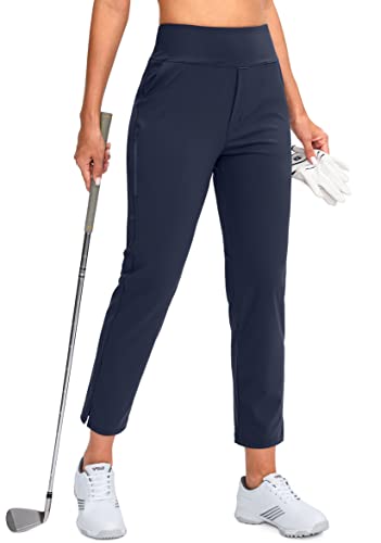 YYV Damen-Golfhose, Stretch, Arbeit, Knöchel, hohe Taille, Kleiderhose mit Taschen, für Yoga, Business, Reisen, Freizeit, Marineblau, Groß von YYV