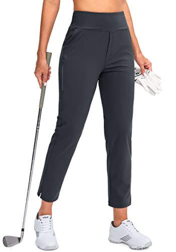 YYV Damen-Golfhose, Stretch, Arbeit, Knöchel, hohe Taille, Kleiderhose mit Taschen, für Yoga, Business, Reisen, Freizeit, Tiefes grau, S von YYV