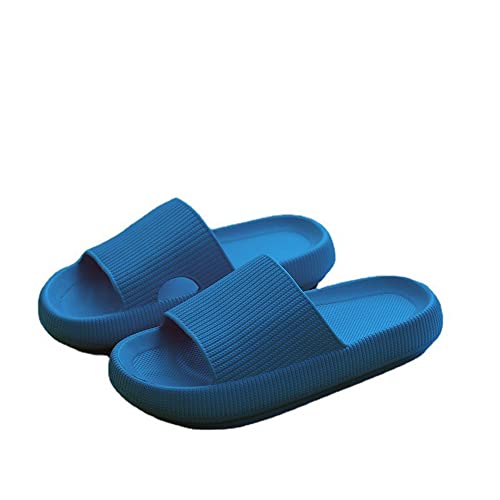 Damen Herren Badeschlappen Badeschuhe Hausschuhe Sommer Streifen Slippers Cloudyzz Schlappen Home rutschfeste Pantoffeln Indoor Strand Sandale (Z-Blau,36-37 EU) von YYW