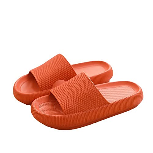 Damen Herren Badeschlappen Badeschuhe Hausschuhe Sommer Streifen Slippers Cloudyzz Schlappen Home rutschfeste Pantoffeln Indoor Strand Sandale (Z-Orange,42-43 EU) von YYW