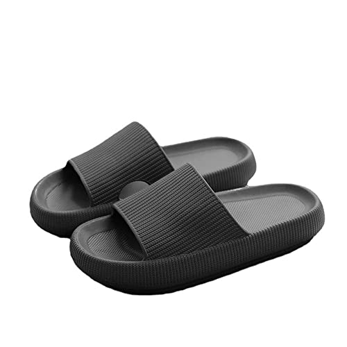 Damen Herren Badeschlappen Badeschuhe Hausschuhe Sommer Streifen Slippers Cloudyzz Schlappen Home rutschfeste Pantoffeln Indoor Strand Sandale (Z-schwarz,38-39 EU) von YYW