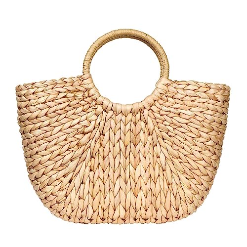 Große Damen-Stroh-Tasche, handgewebt, Hobo-Tasche, Sommer-Strandtasche, Stroh-Handtasche, Braun, Large Große Damen-Stroh-Tasche, handgewebt, Hobo-Tasche, Sommer-Strandtasche, Stroh-Handtasche, Braun, Large von YYW