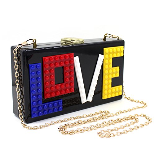 IBELLA Damen Acryl Clutch, Acryl-Box-Abend-Beutel-Geldbeutel-Handtasche Einheitsgröße Love Black von YYW