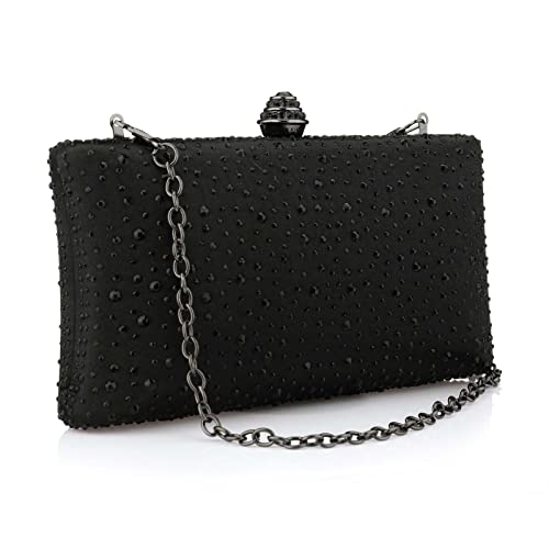 YYW Fashion Damen Glitzer Clutch Bag Crystal Diamante Strass Sparkly Abend Braut Prom Party Handtasche Geldbörse Schwarz von YYW