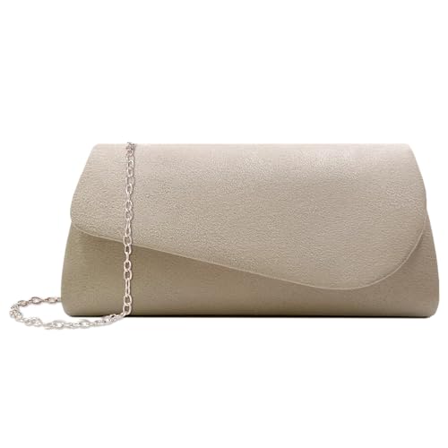 YYW Damen Clutches Tasche für Frauen Handtasche Flanell Clutch Handtasche für Frauen mit abnehmbarem Kettenriemen für Brautpartys Hochzeiten Abschlussbälle, beige, Einheitsgröße von YYW