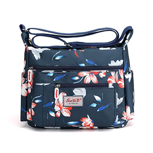 YYW Damen-Handtasche mit mehreren Taschen, bedruckt, großes Fassungsvermögen, Nylon, wasserdicht, lässig, mit verstellbarem Schultergurt, für Wandern, Einkaufen, Reisen, Mangnolia, Einheitsgröße YYW Damen-Handtasche mit mehreren Taschen, bedruckt, großes Fassungsvermögen, Nylon, wasserdicht, lässig, mit verstellbarem Schultergurt, für Wandern, Einkaufen, Reisen, Mangnolia, Einheitsgröße von YYW