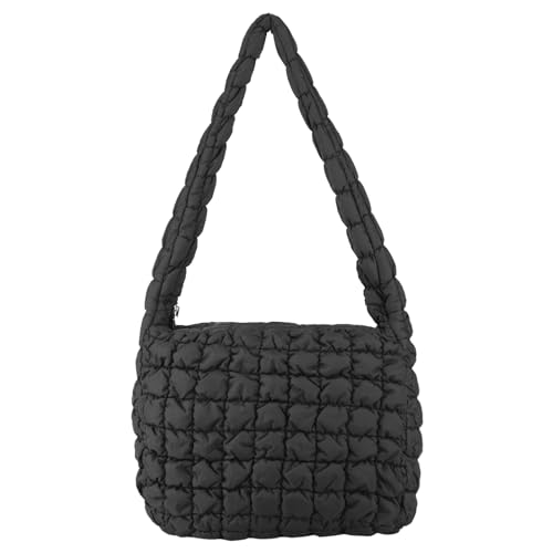 YYW Puffer Tote Bag Quilted Puffy Shoulder Bags for Women Lightweight Nylon Handbag Purse, Schwarz, 45*31*11cm von YYW