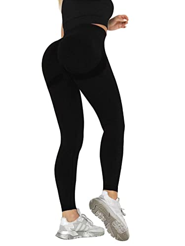 Damen Sport Leggings Lange Booty Lifting Yoga Leggings Hohe Taille Blickdicht Leggings Mit Bauchkontrolle Kompressions Sporthose Yogahose Fitnesshose Schwarz L von YYaaTING