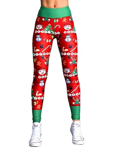 YYaaTING Damen Leggings Weihnachten Weihnachtsstrumpfhose Weihnachten Hose Christmas Kostüm Weihnachten Geschenke für Frauen Mädchen Weihnachten Neujahr von YYaaTING